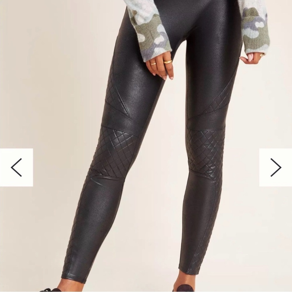 Spanx Quilted Faux Leather Leggings size small